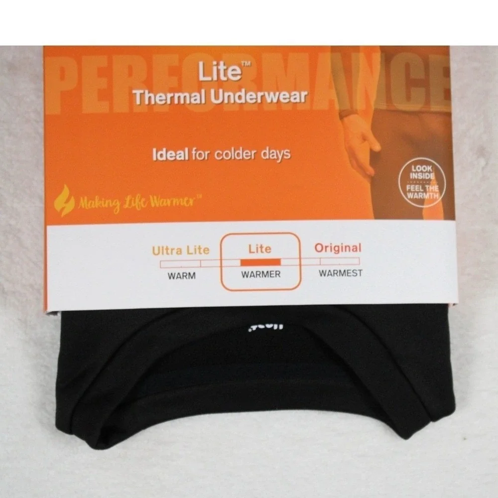 Heat Holders Lite Thermal Underwear Long Sleeve Crew Top Black Mens Large 42-44
